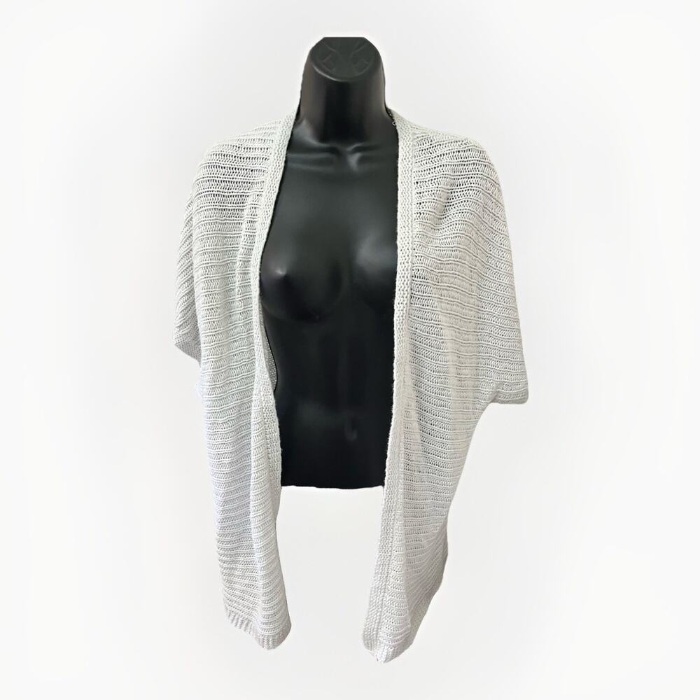 Talbots Women’s Open Knit Cardigan Sweater White Short Sleeve Size Large